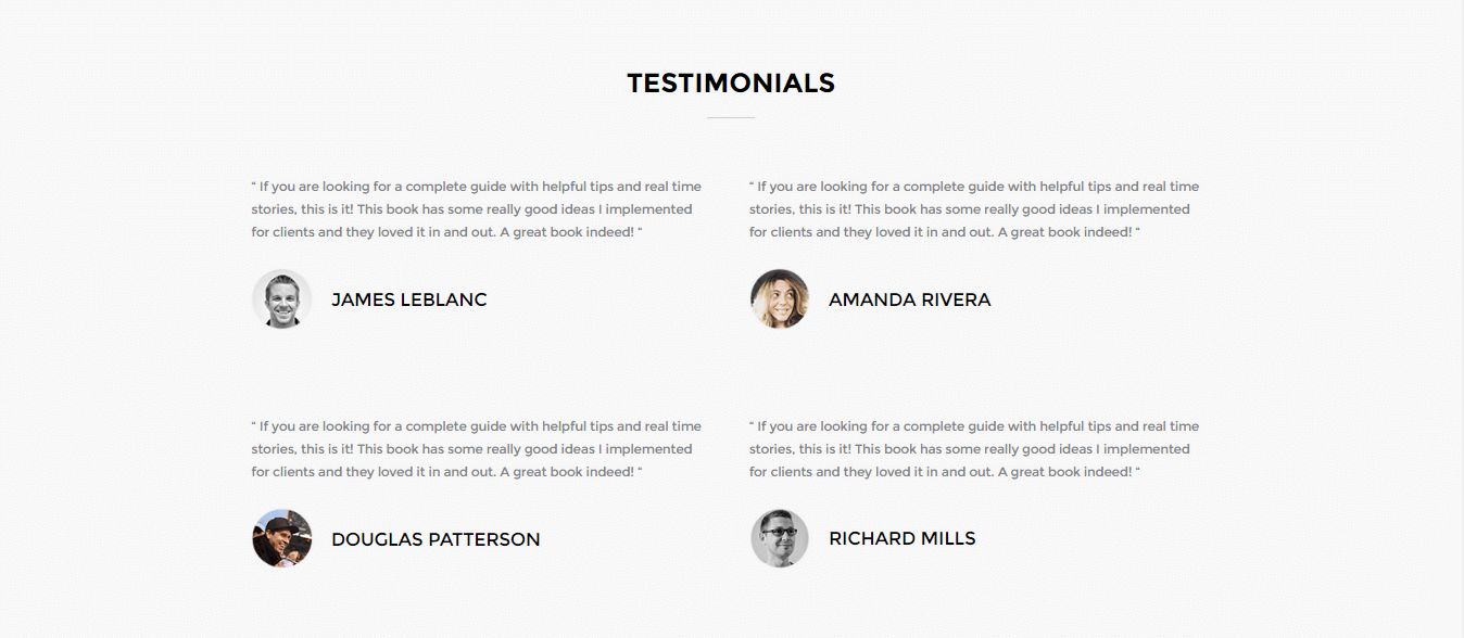 Ebook Page Template Testimonials