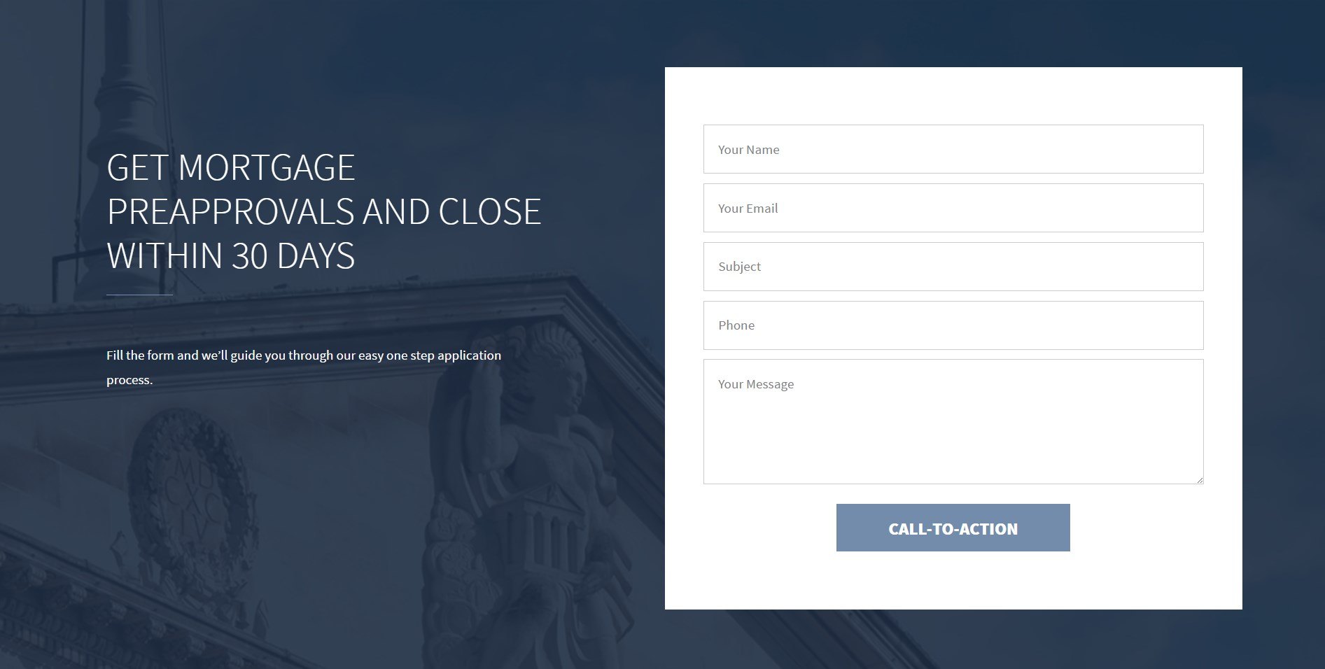 Contact Form Section Financial Services Page Template