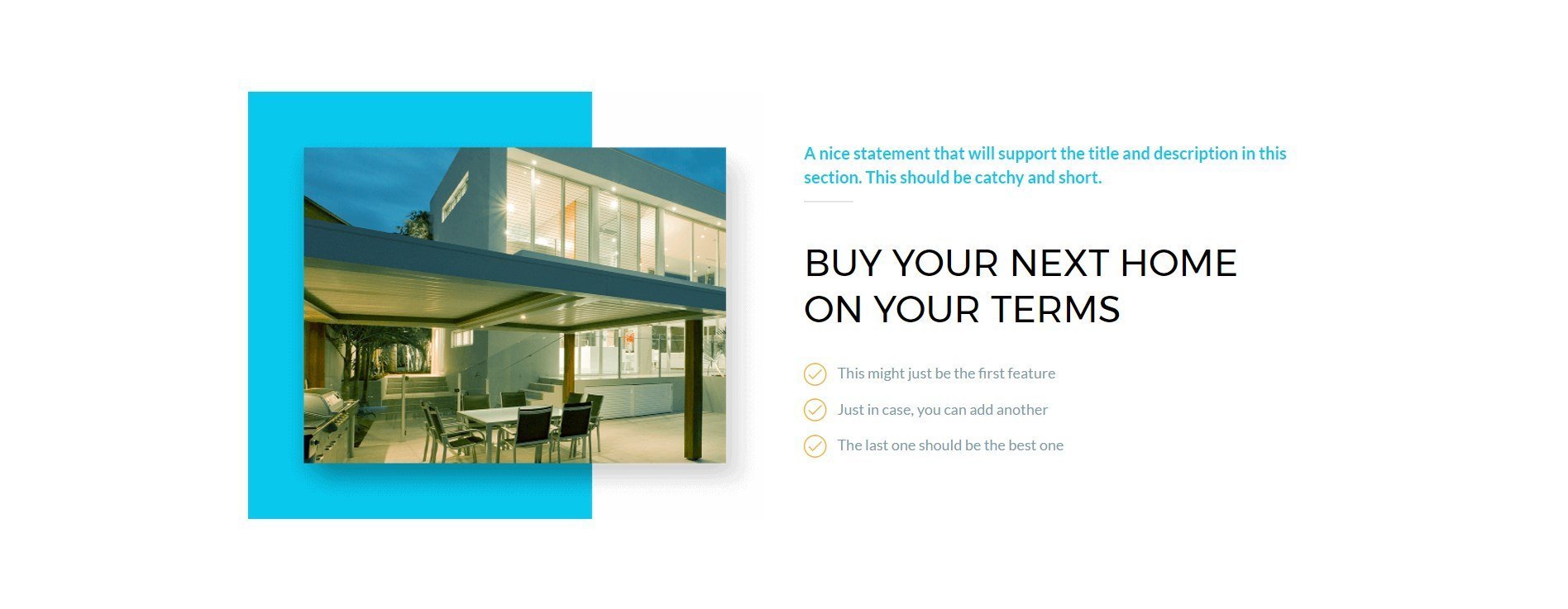 Features Using List Icons Real Estate Page Template