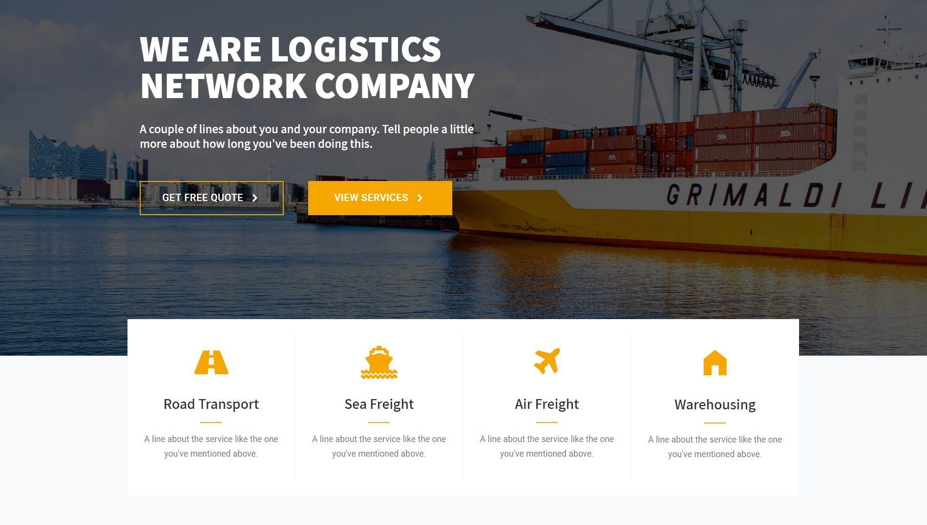 Heading Section Logistics Home Page Template