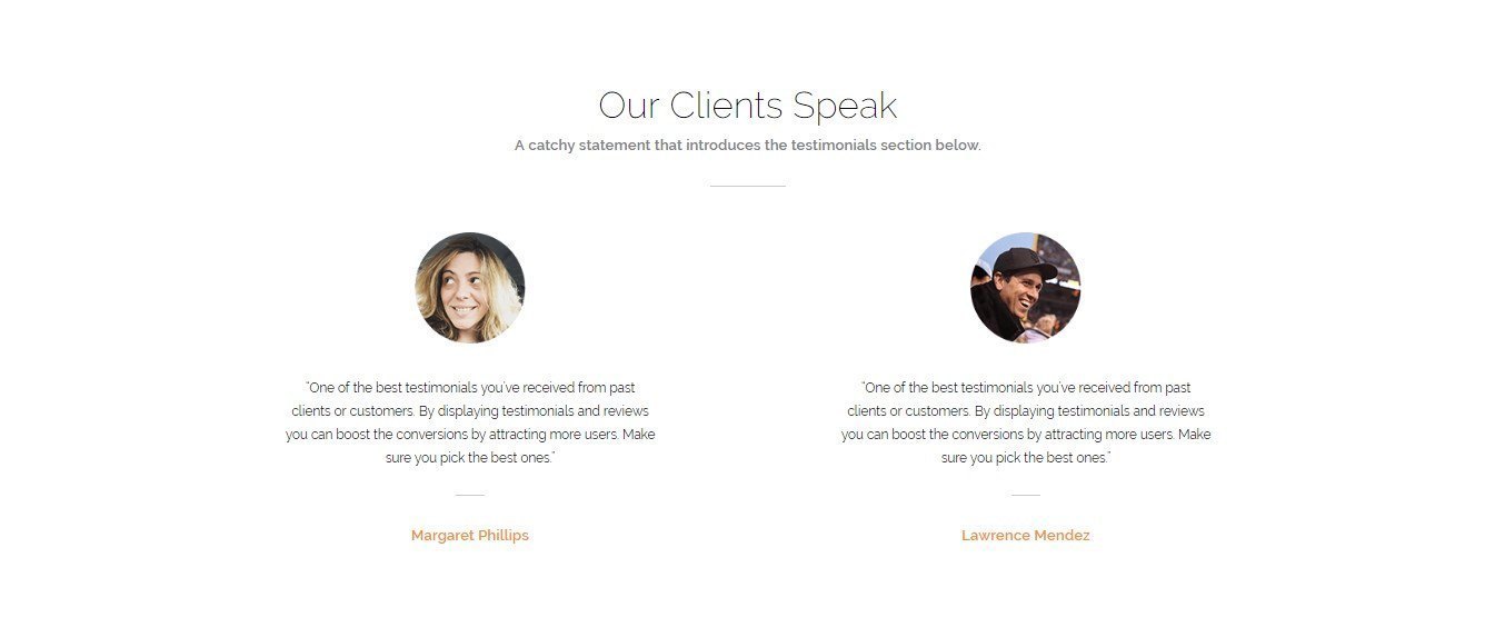 Testimonial section - Ultimate Addons Page Template