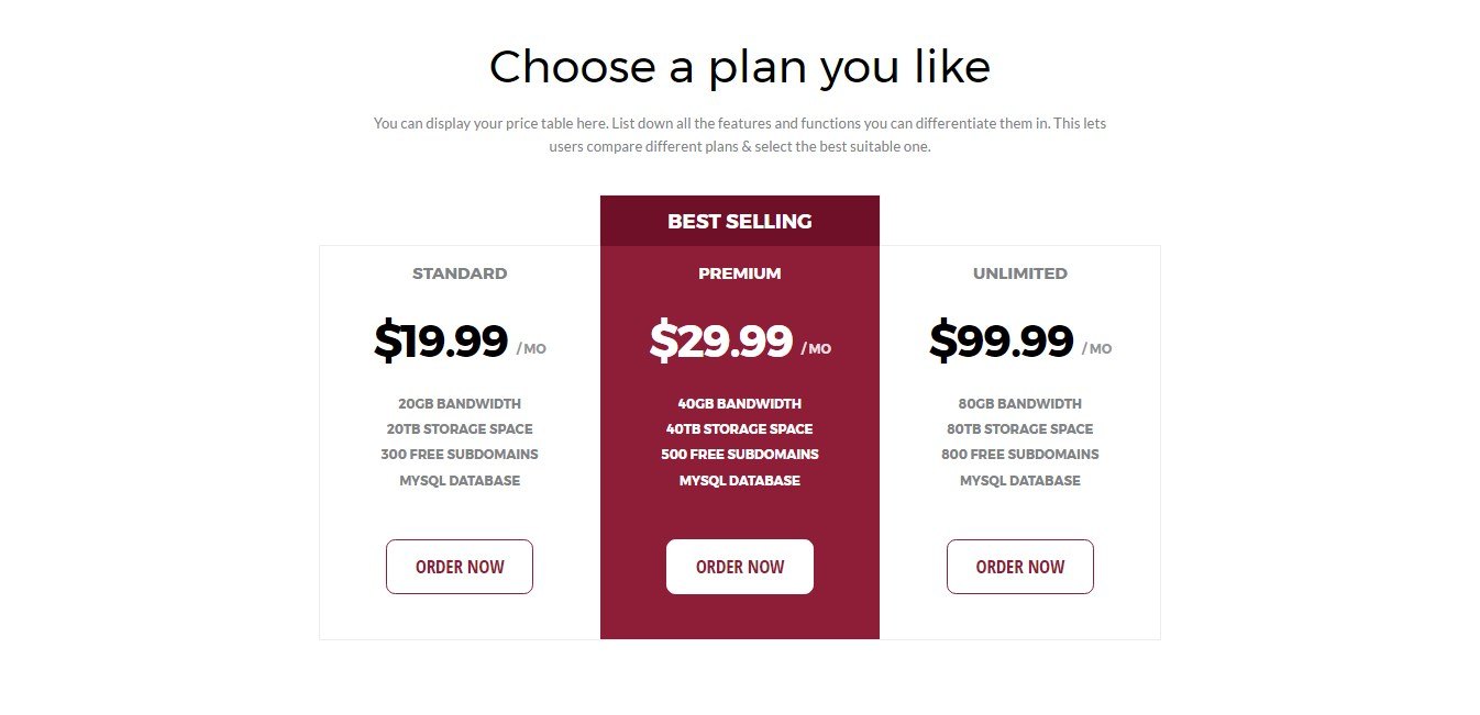 Ultimate Addons Price Box module for Beaver Builder Page Template
