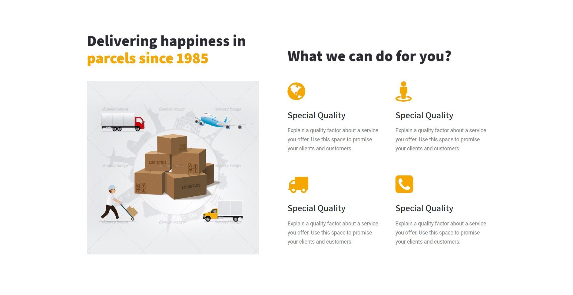 Features Logistics Home Page Template