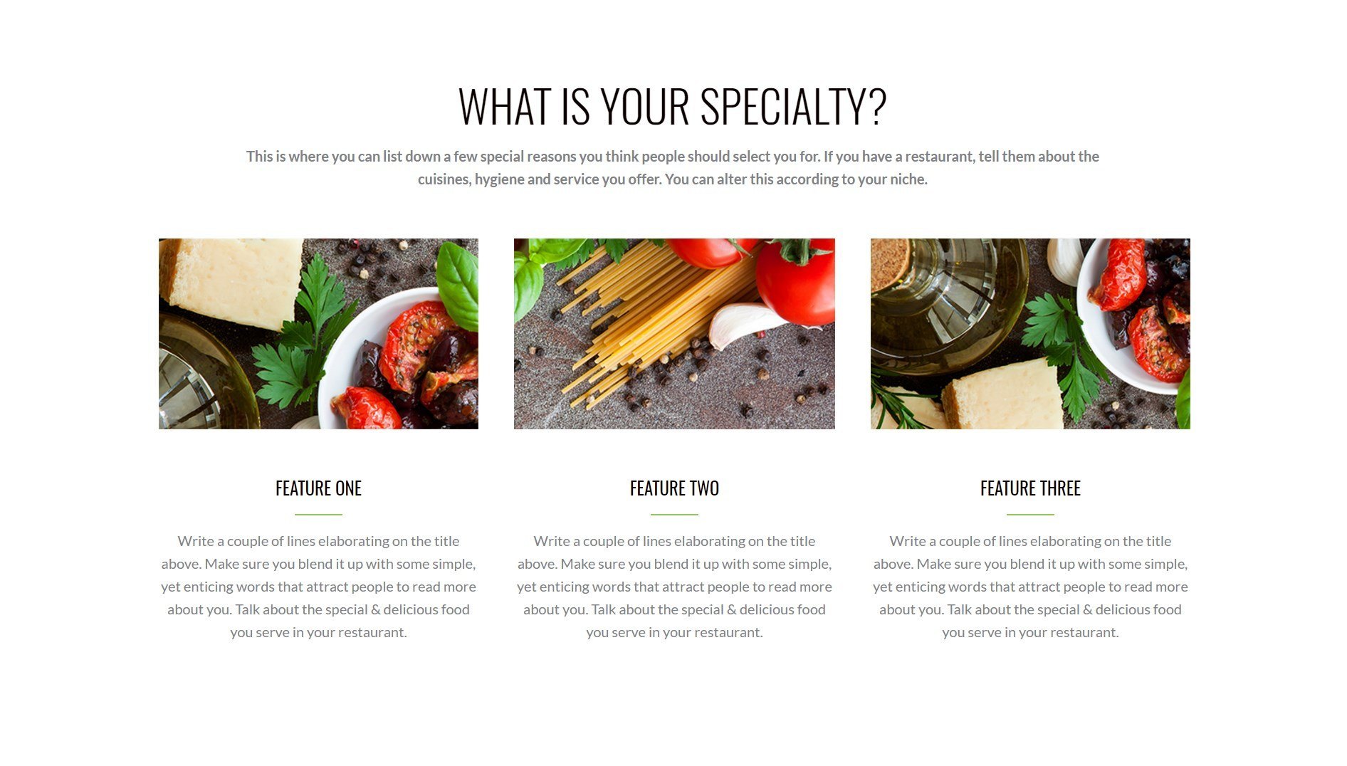 Features And Services Section Food Offer Page Template
