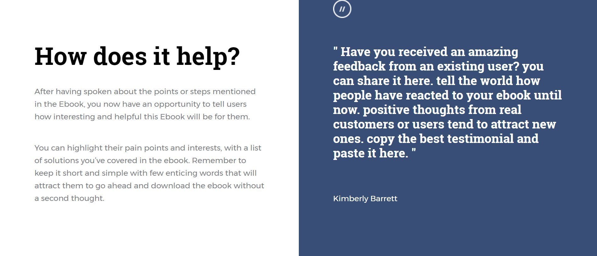 Features Section Free Ebook Page Template