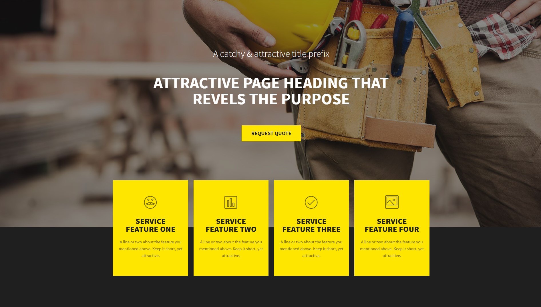 Heading section with info boxes and call to action - Service Page Template for Beaver Builder