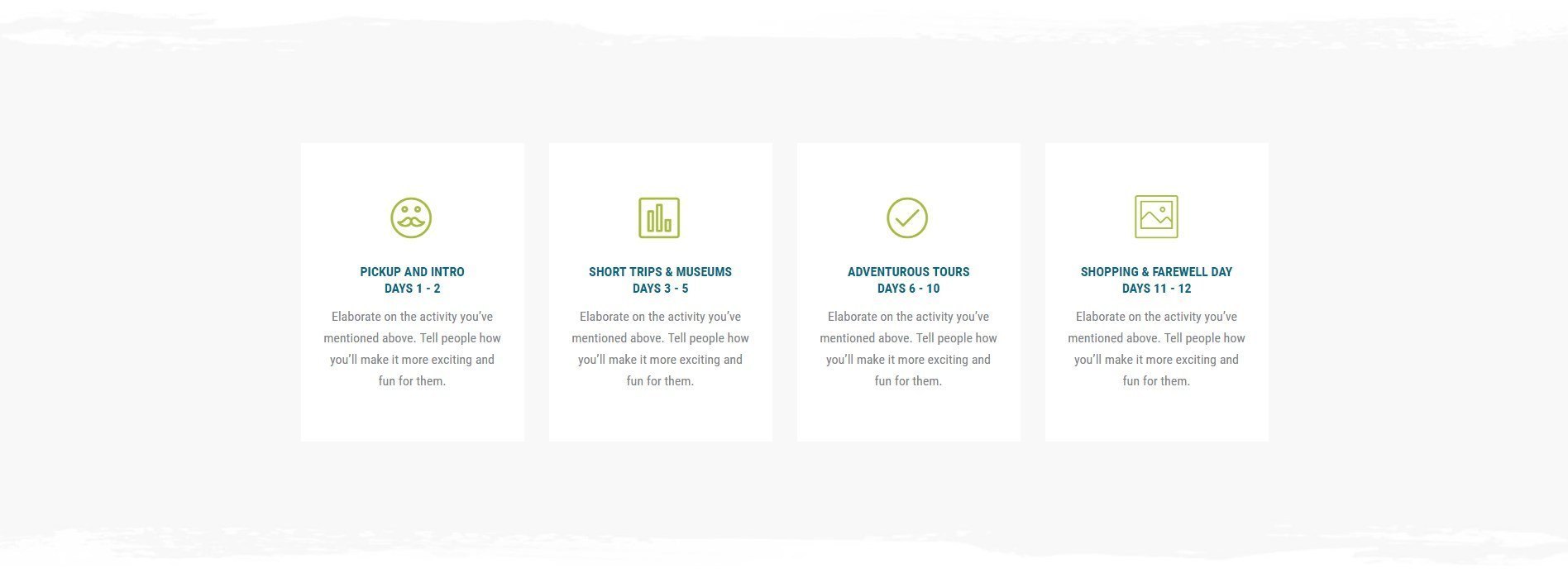 Schedule Using Info Boxes Tourism Page Template For Beaver Builder