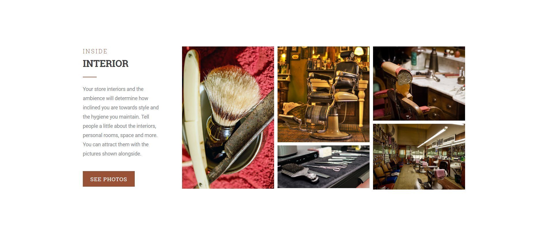 Interior And Features Barber Or Grooming Page Template