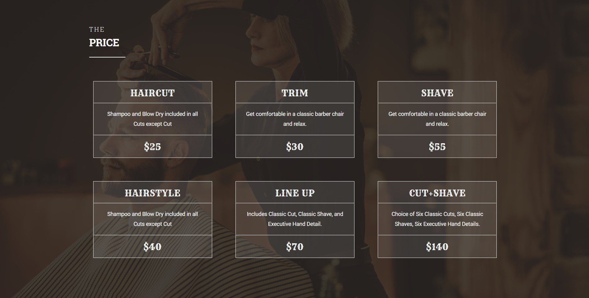 Prices And Offers Barber Or Grooming Page Template