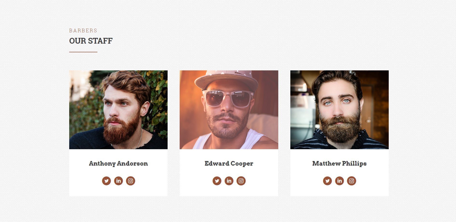 Team Or Staff Section Barber Or Grooming Page Template