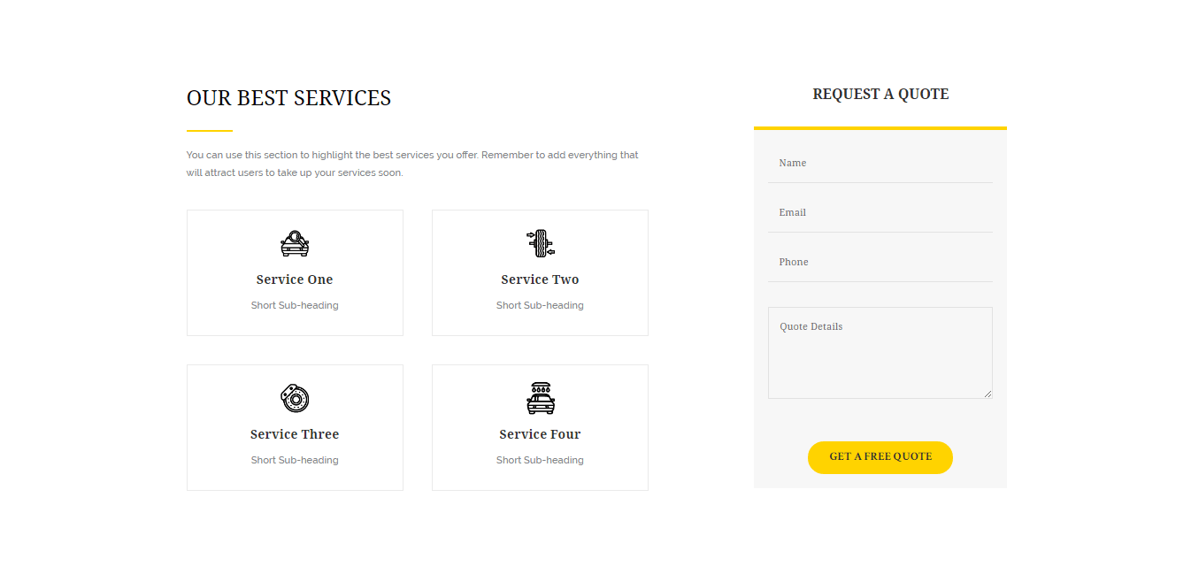 Automotive Page Template Services