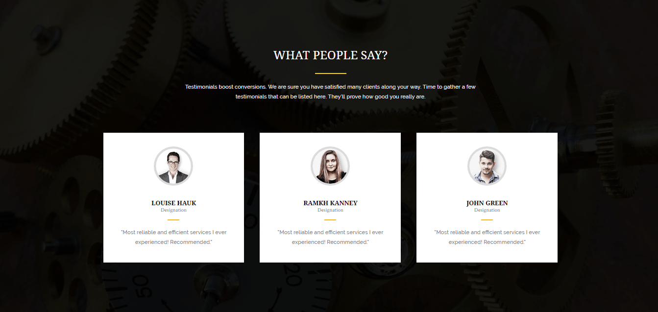 Automotive Page Template Testimonials