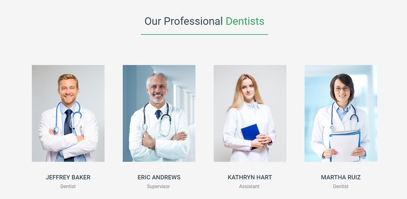 Dentist Page Template Team Section