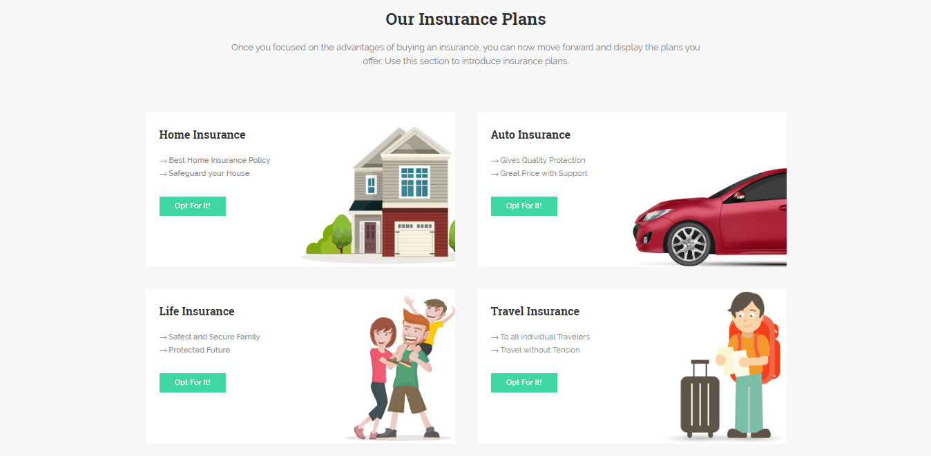 Insurance Agency Page Template Plans
