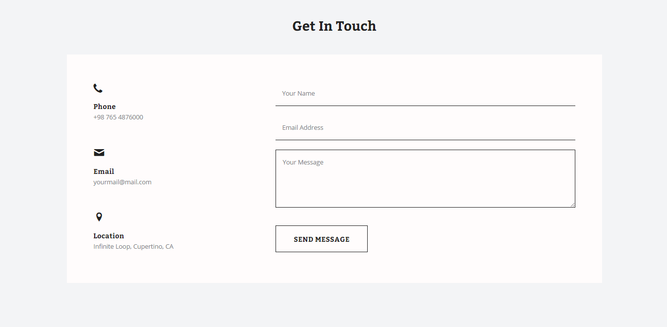 Personal Resume Page Template Contact Section