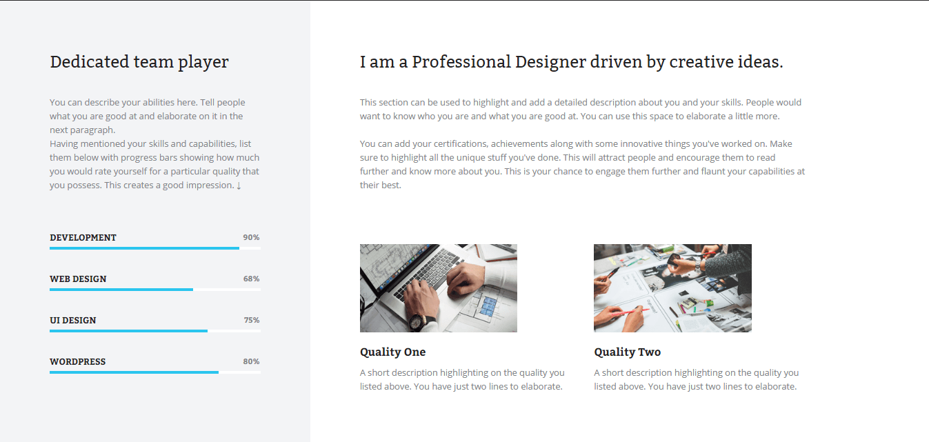 Personal Resume Page Template Details