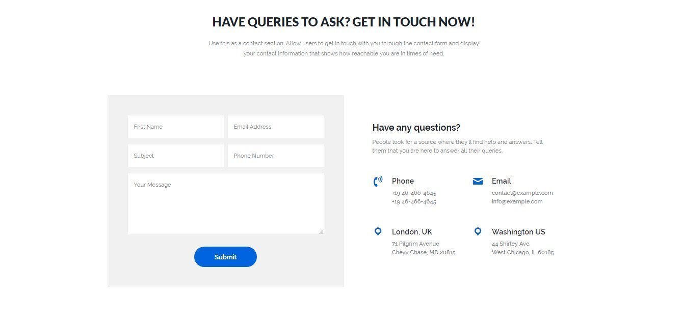 SEO Page Template Contact Section