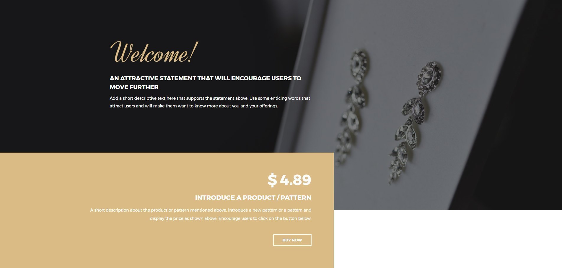 Jewelry Store Page Template Welcome Offer