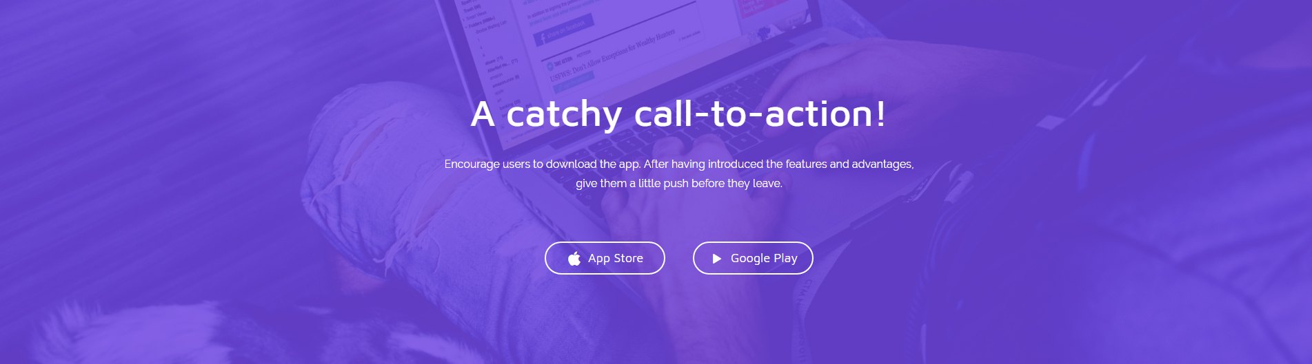 Mobile App Page Template Call To Action