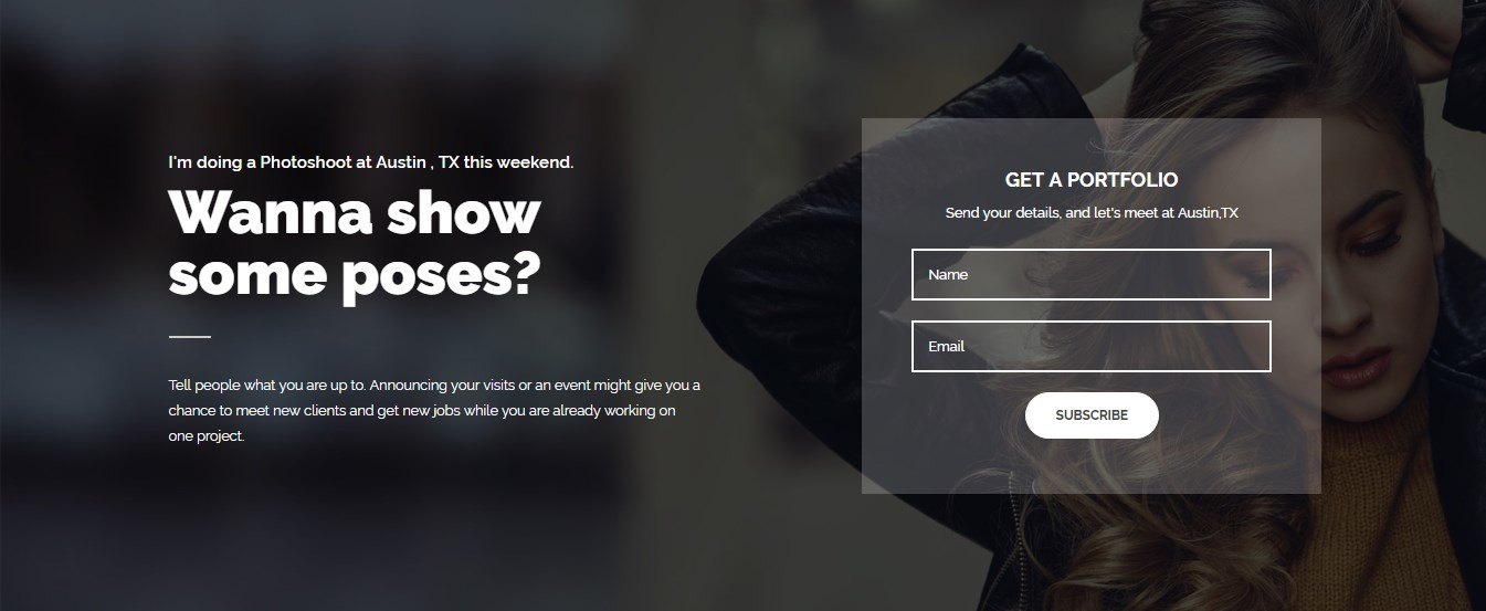Photographer Page Template Contact Form 6