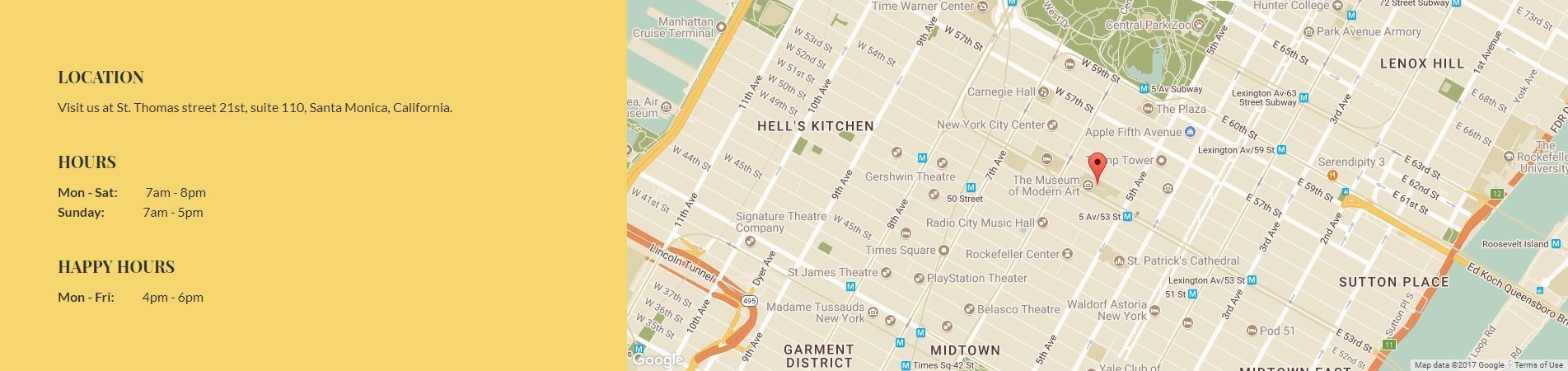 Cafe Page Template Contat Section