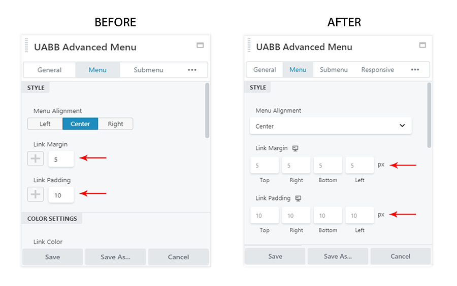 Before And After Spacing Options