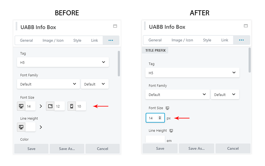 Typography Option Change