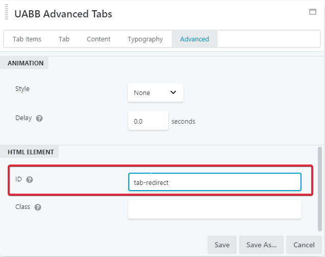 Add ID To The Advanced Tab Element