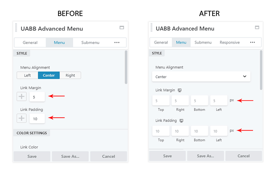 Before And After Spacing Options