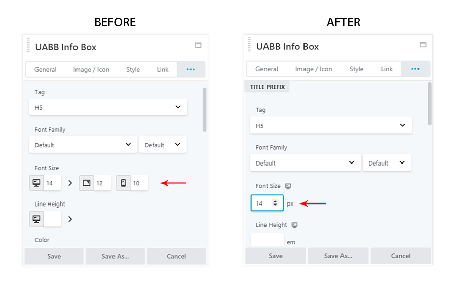 Typography Option Change