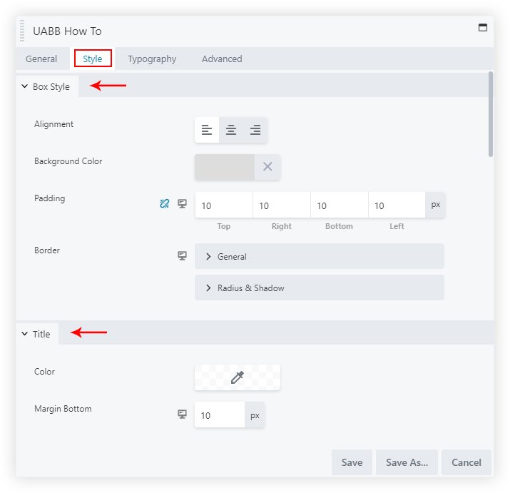 Uabb How To Style Tab